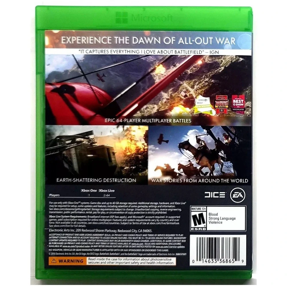 Battlefield 1 - Microsoft Xbox One Pristine Tested